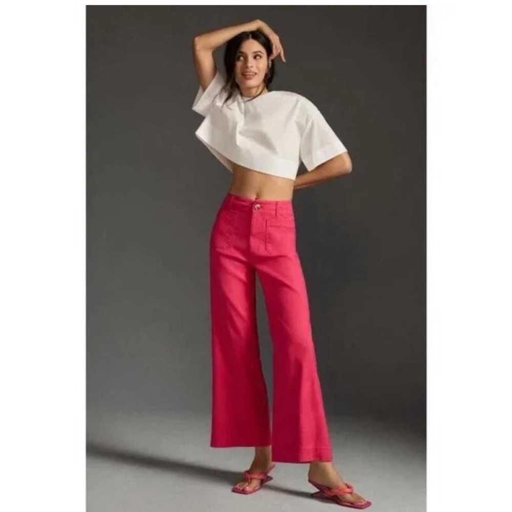NEW Maeve the Colette Cropped Wide-Leg Pants Rose Anthropologie size 28 Tall 28t